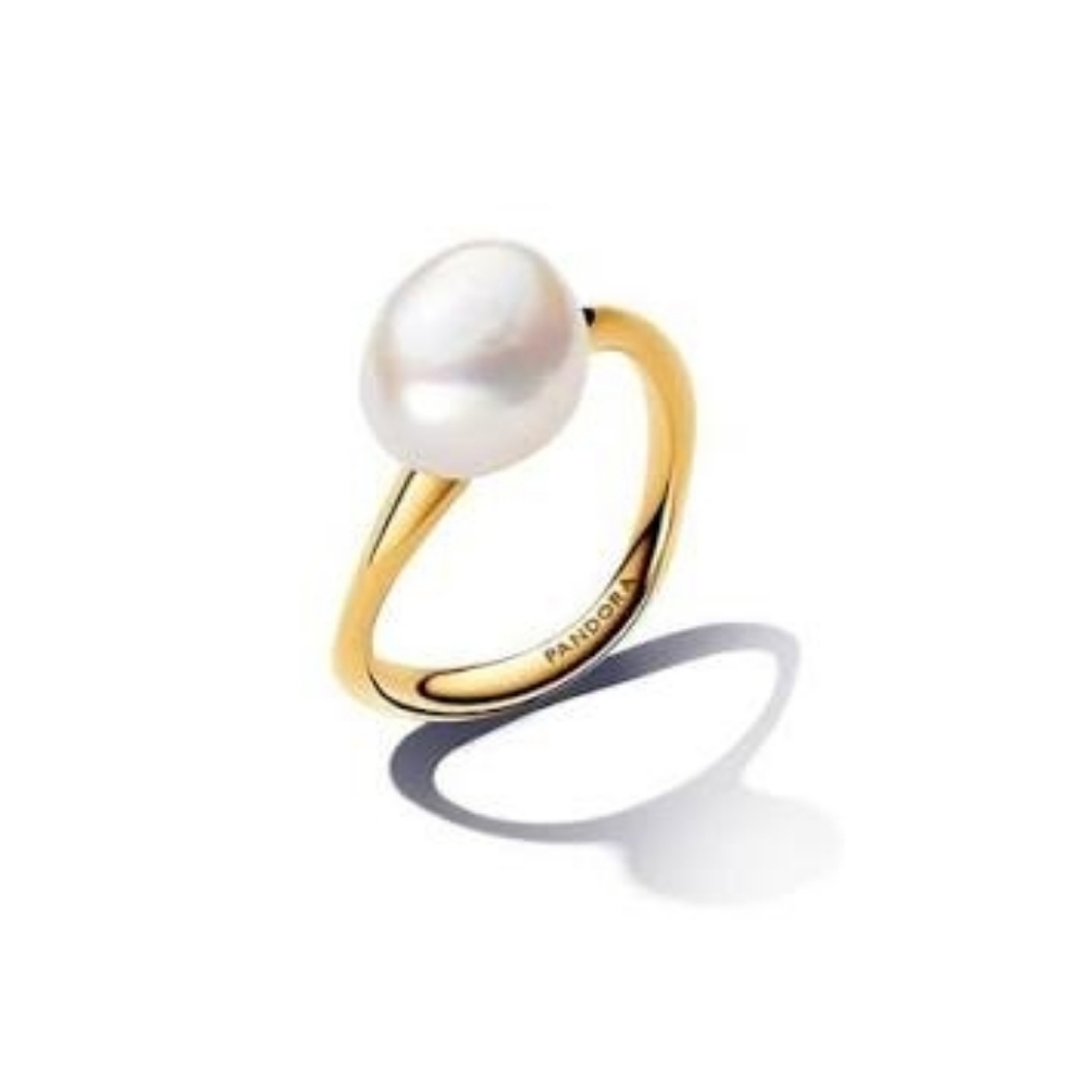 Pandora Gold Ring with White Pearl